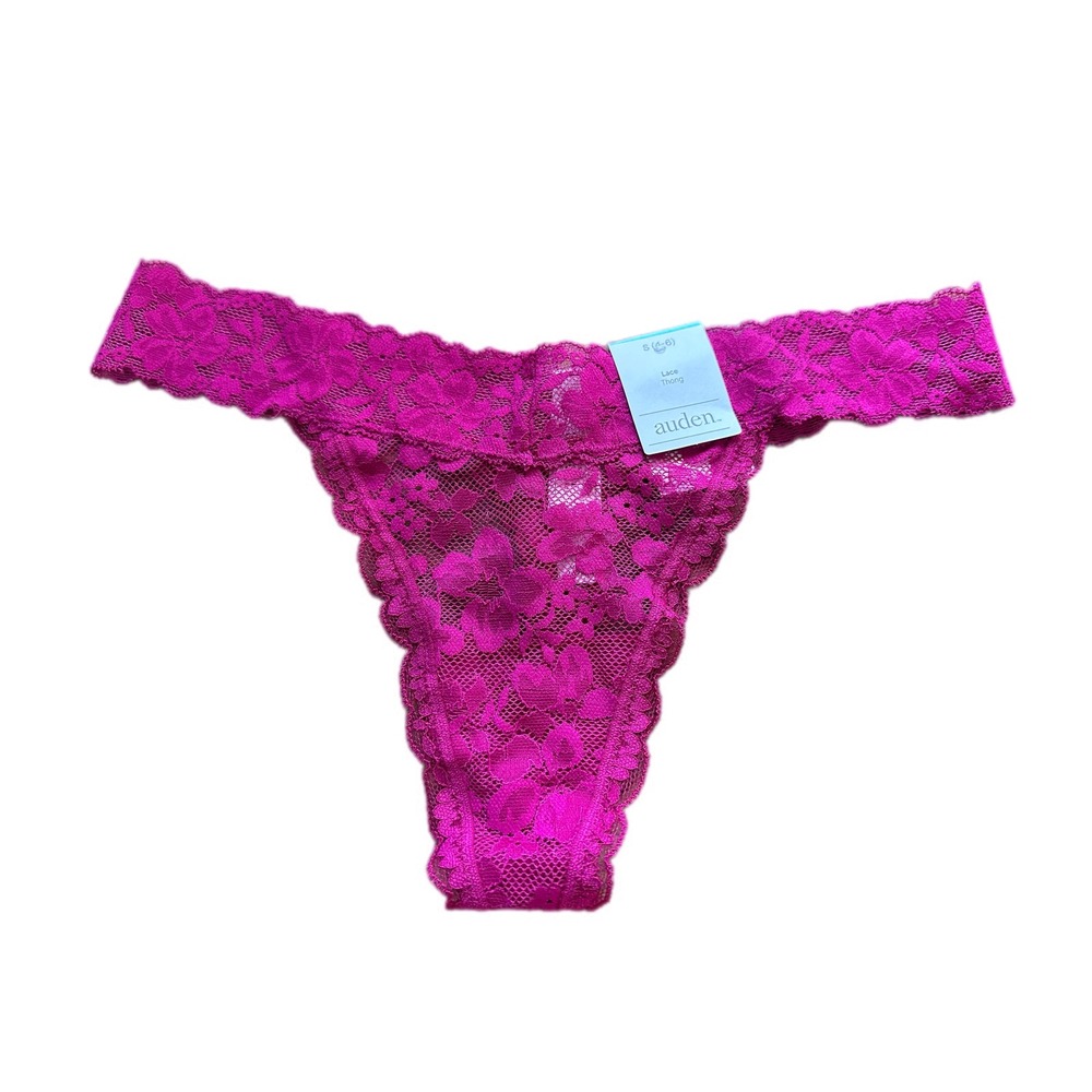 Auden Lace Thong Panty Hot Pink Stretch Sexy Small S NWOT